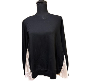 CLU BLACK WHITE AND CHAMPAGNE GOLD LONG SLEEVE TOP